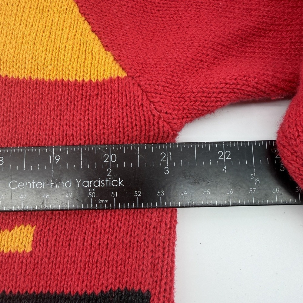 Beyond Blue VTG 90s Women's Sz L Southwestern Aztec Cardigan Sweater Red Cotton - Picture 7 of 11